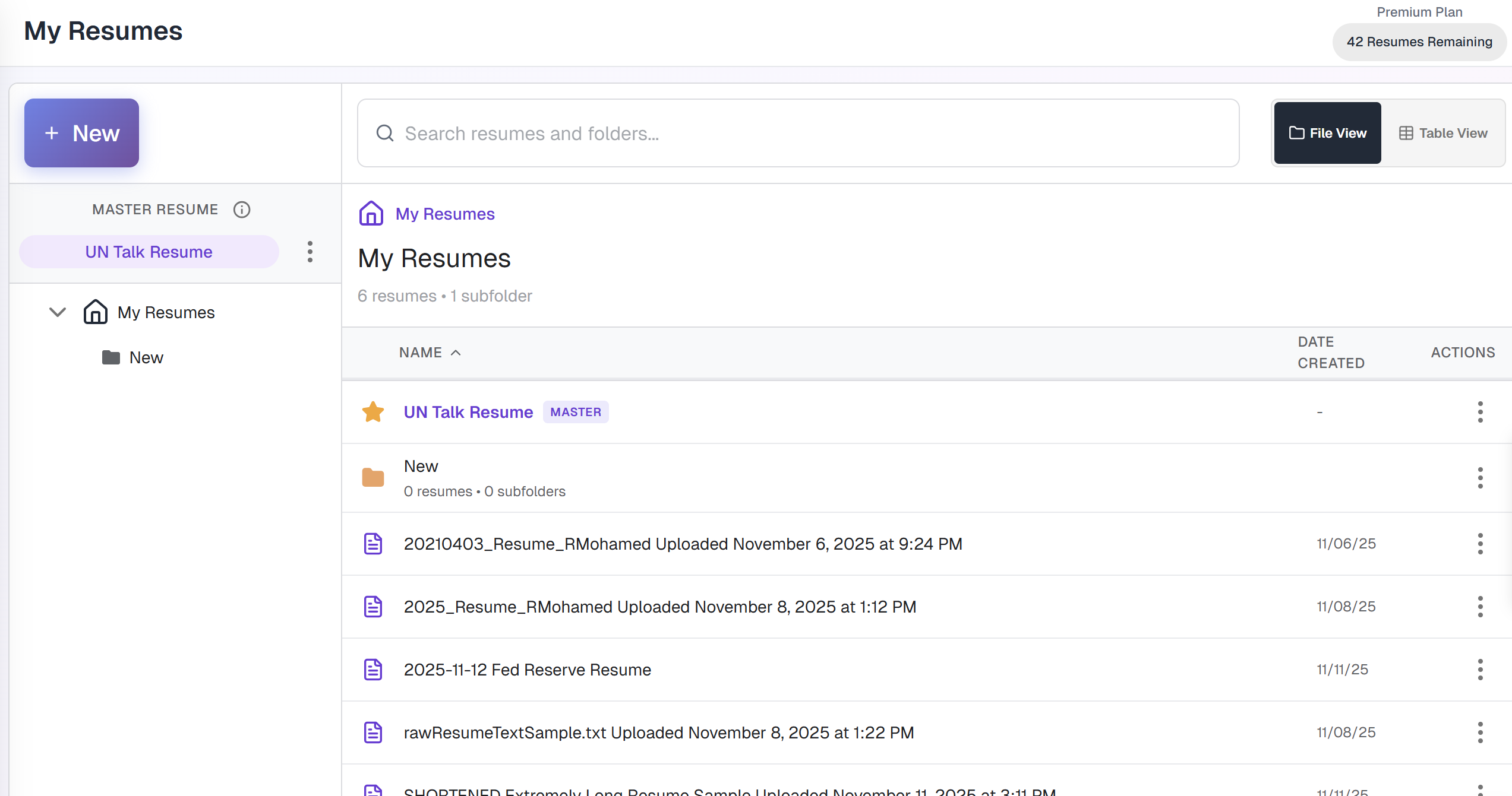 HiringCoach resume optimizer interface